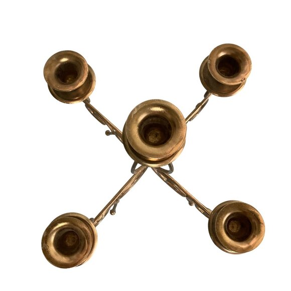 Vintage Large Gold Tone Metal Candelabra Centerpiece - Picture 5 of 9